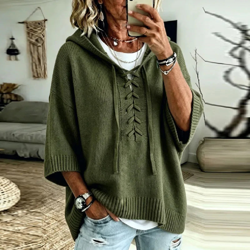 Ruby Lace Up Hooded Pullover