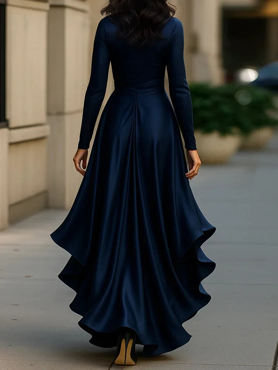 Monroe Ruffle Satin Maxi Dress
