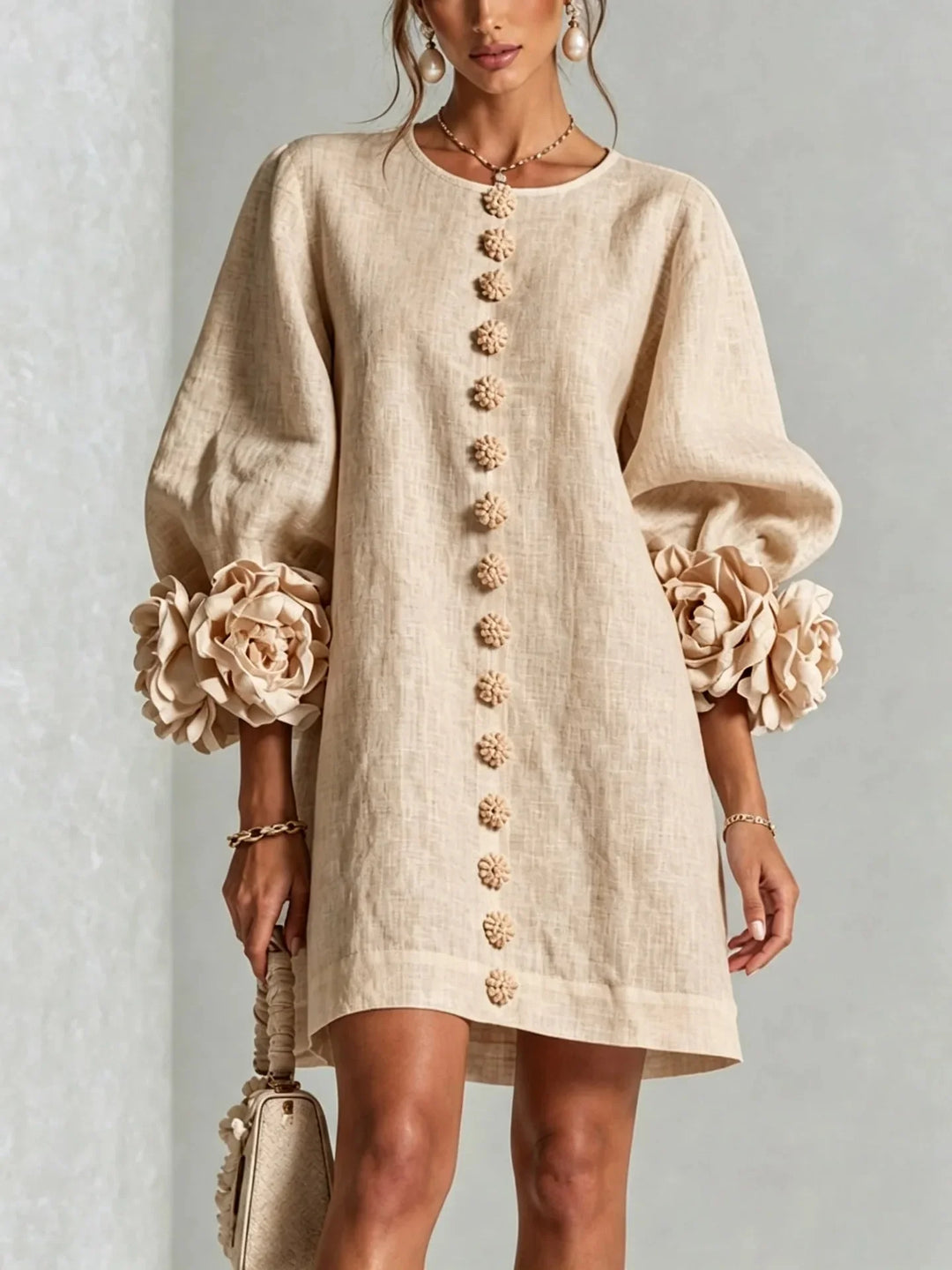 Genevieve Floral Cuff Mini Dress
