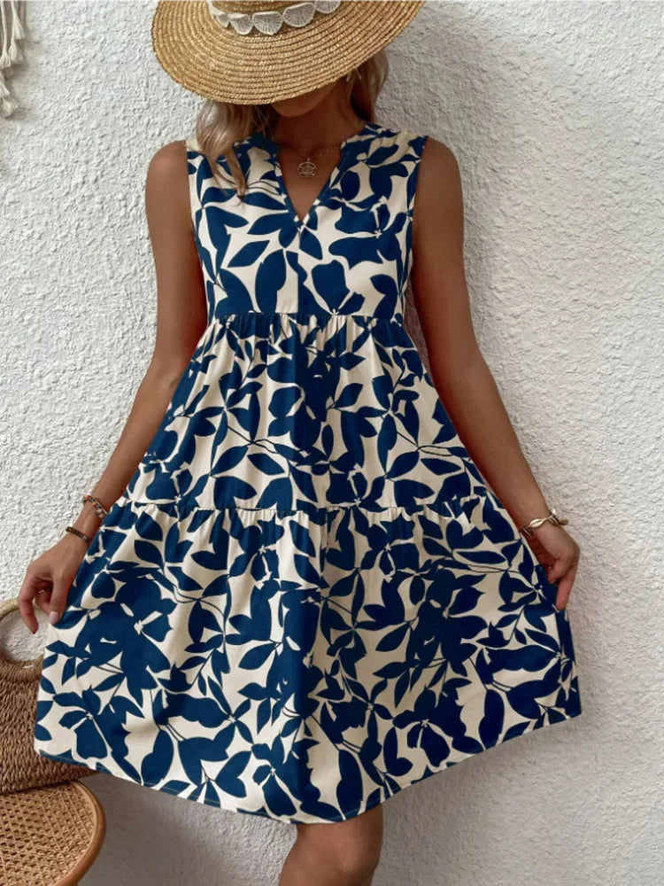 Yelena Boho Print Ruffled Mini Dress