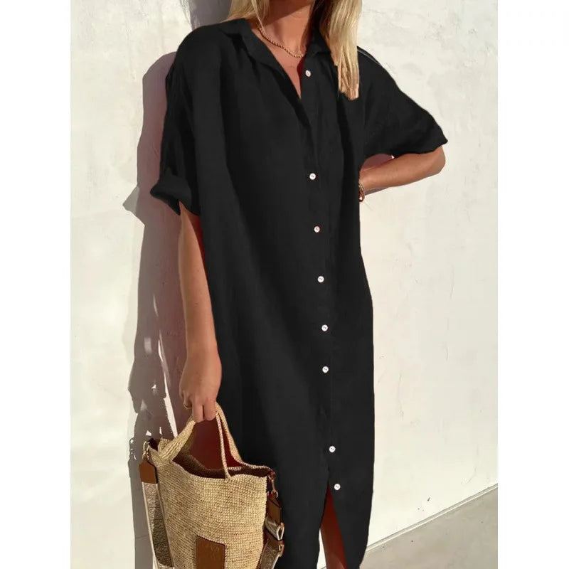 Leslie Button Front Midi Dress