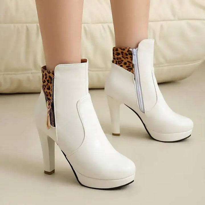 Maren Leopard Panel Ankle Boots