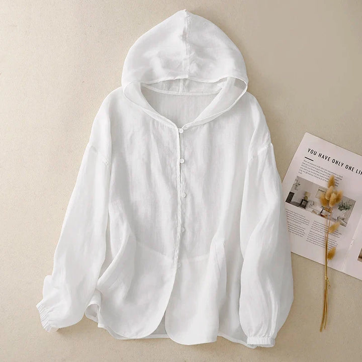 Natalia Hooded Linen Cardigan