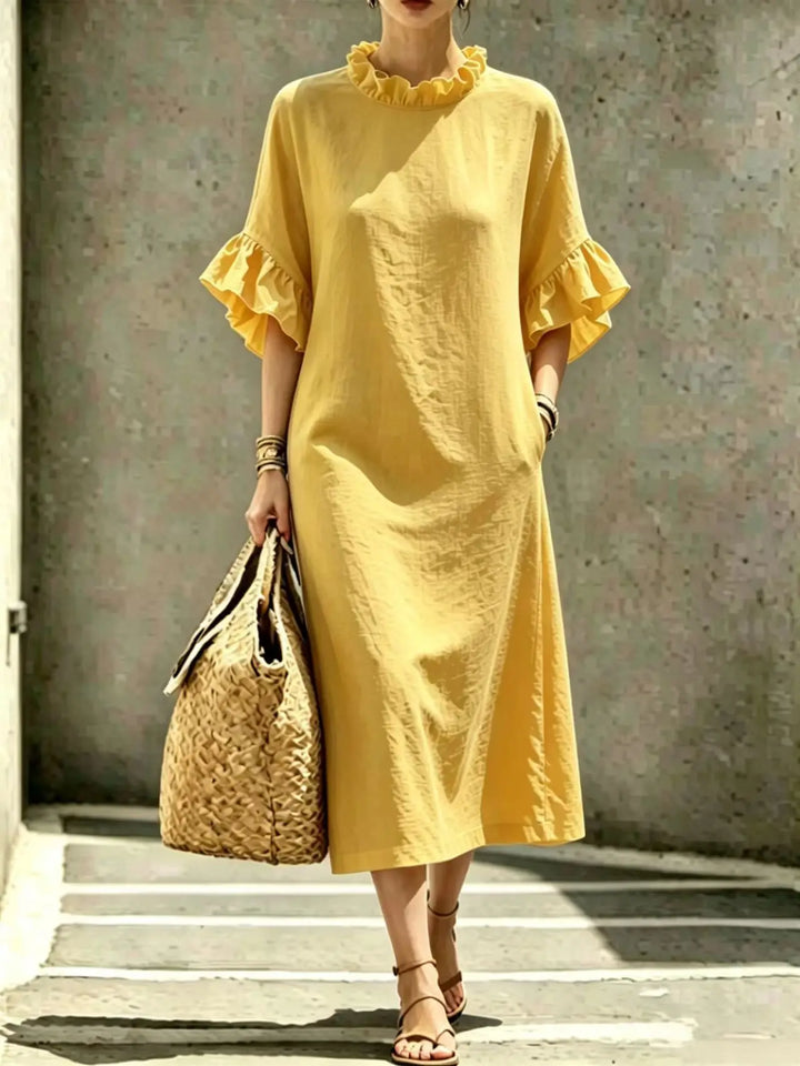 Eulalie Ruffle Sleeve Midi Dress