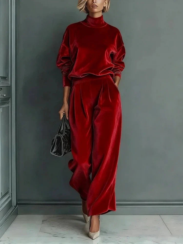 Arya High Neck Velvet Set