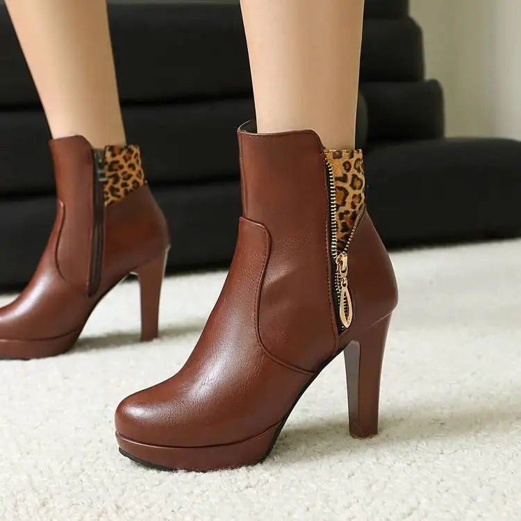 Maren Leopard Panel Ankle Boots