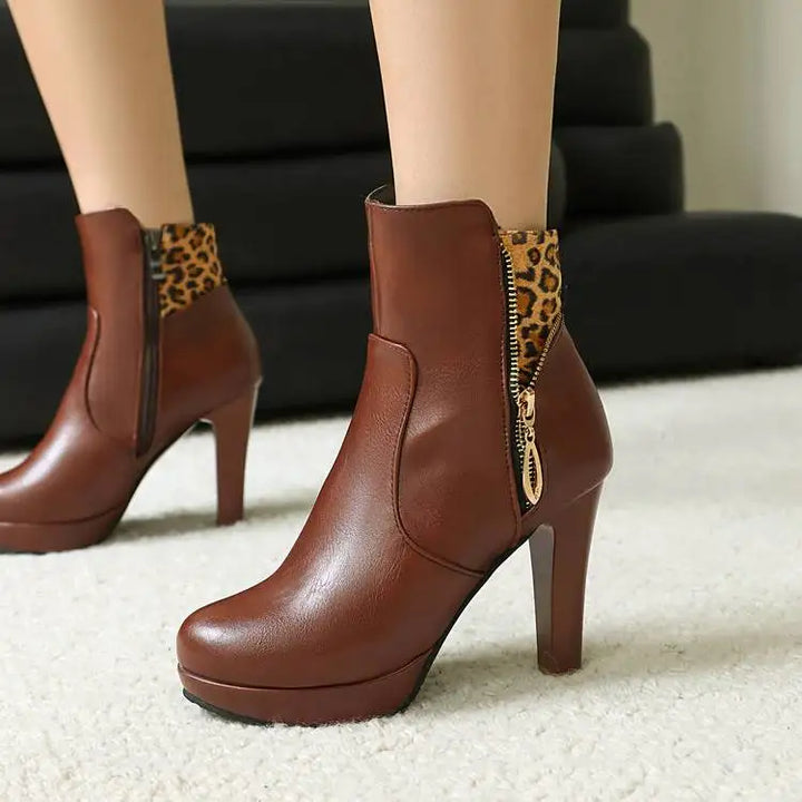 Maren Leopard Panel Ankle Boots