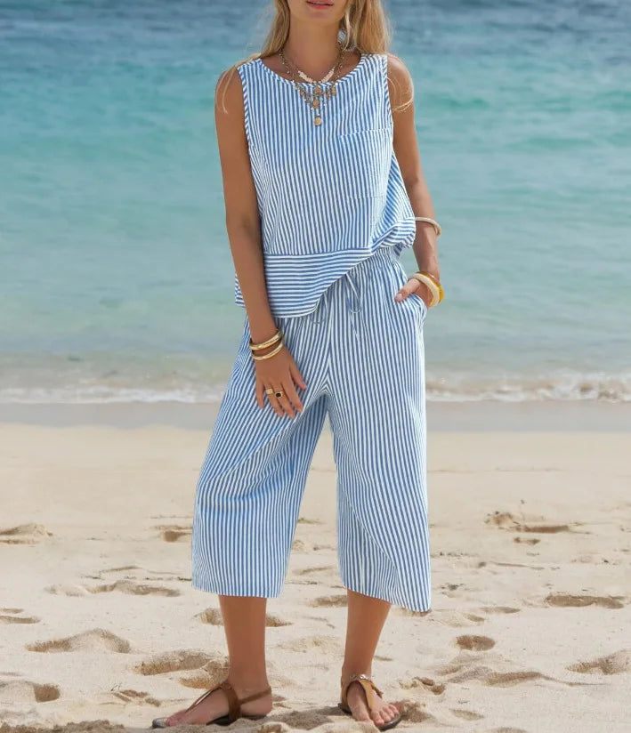 Miral Striped Cotton Casual Matching Set