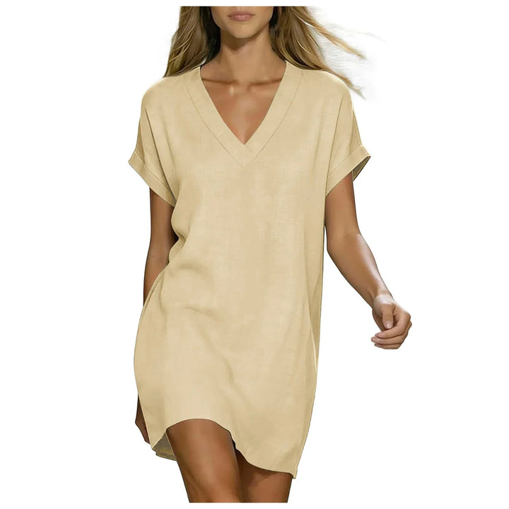 Lucia V Neck Linen Shirt Dress