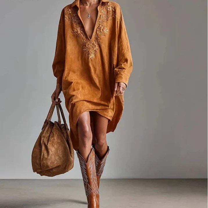 Amara Deep V Neck Dress