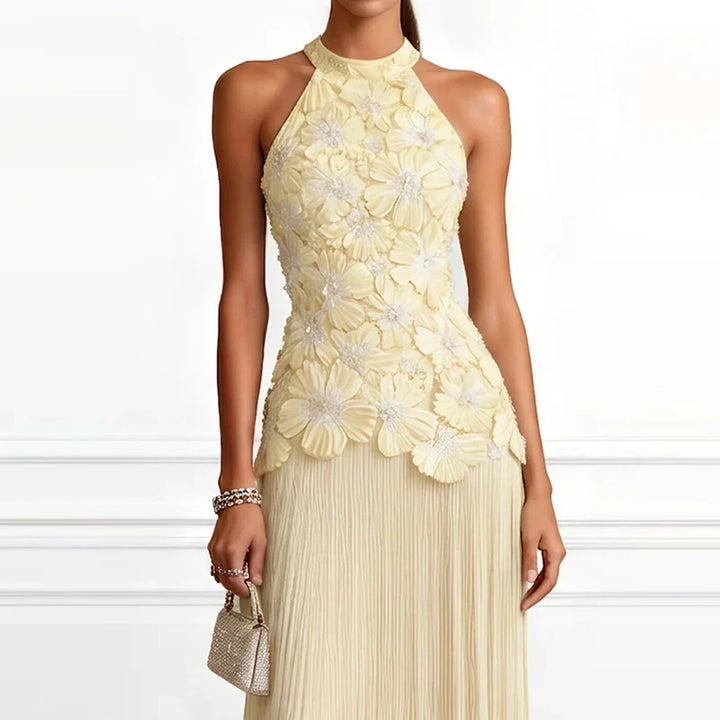 Amara Halter Pleated Gown