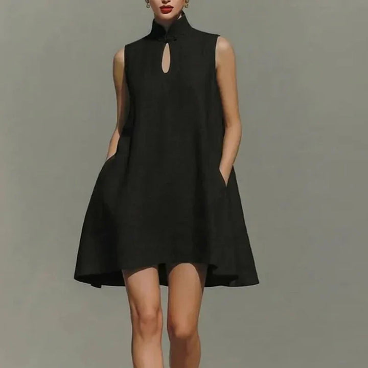 Evelina Pocket Detail High Neck Mini Dress