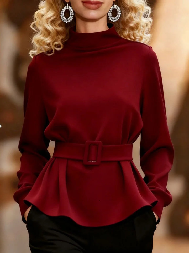 Esmerine Mock Neck Peplum Top