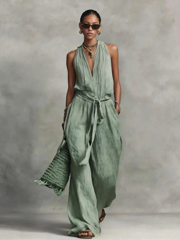 Ciana Front Tie Wide Leg Jumpsuit