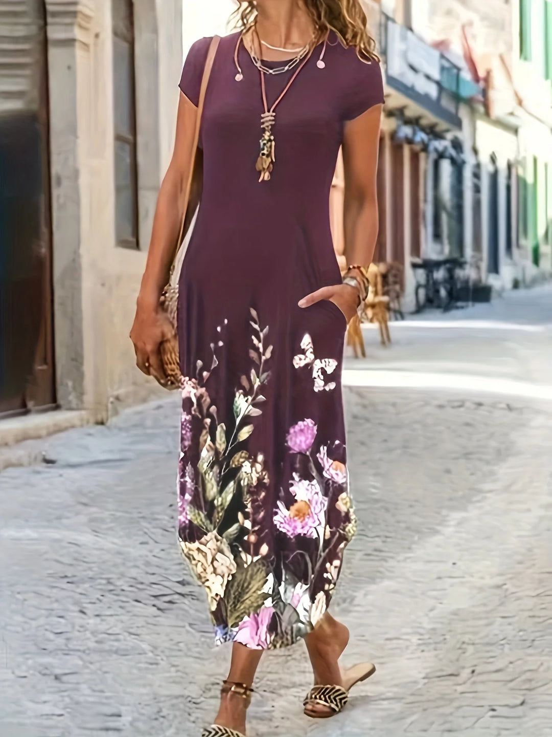 Liorene Floral Pocket Midi Dress