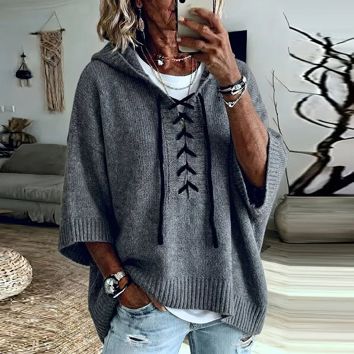 Ruby Lace Up Hooded Pullover