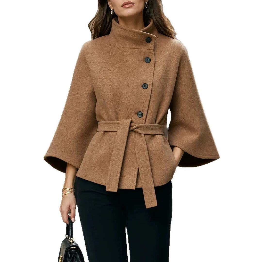 Valentina Belted Waist Cape Coat