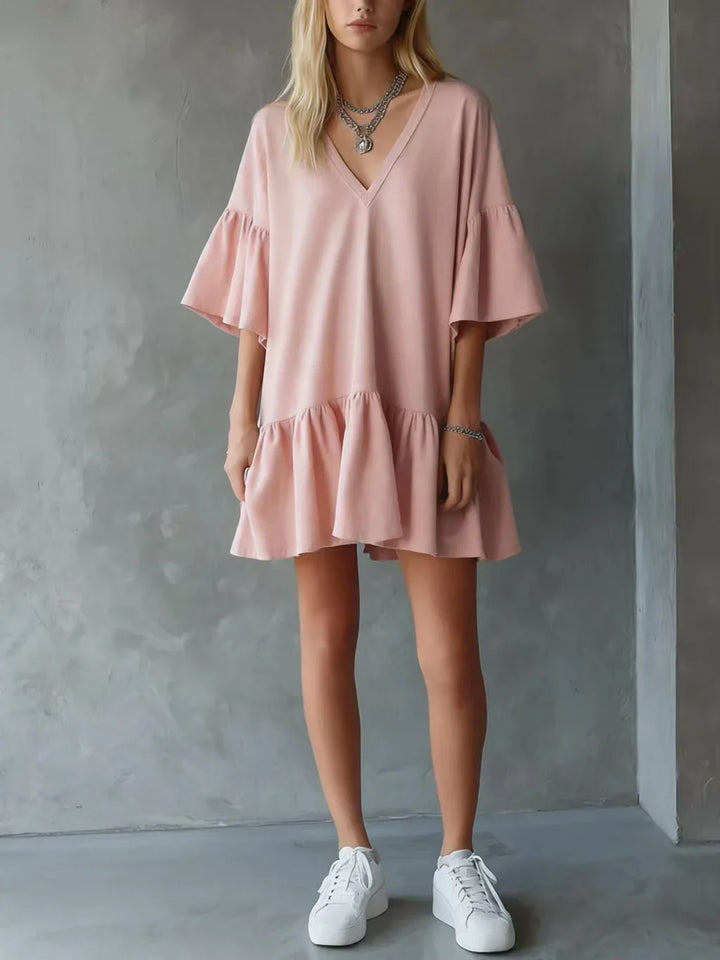 Nosmi Lightweight V Neck Mini Dress