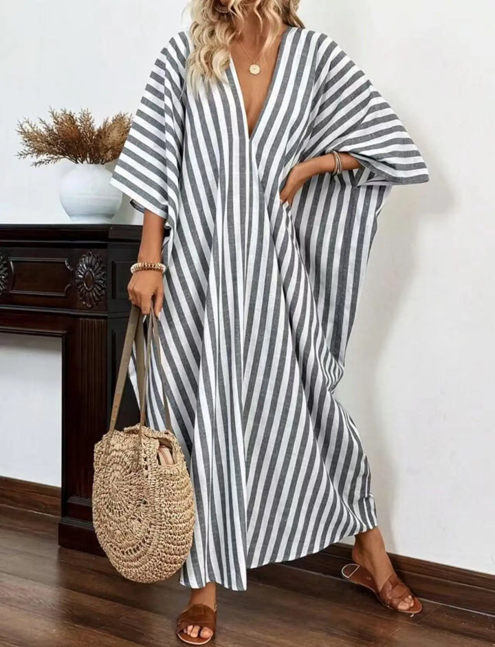 Evania Striped Kaftan Maxi Dress