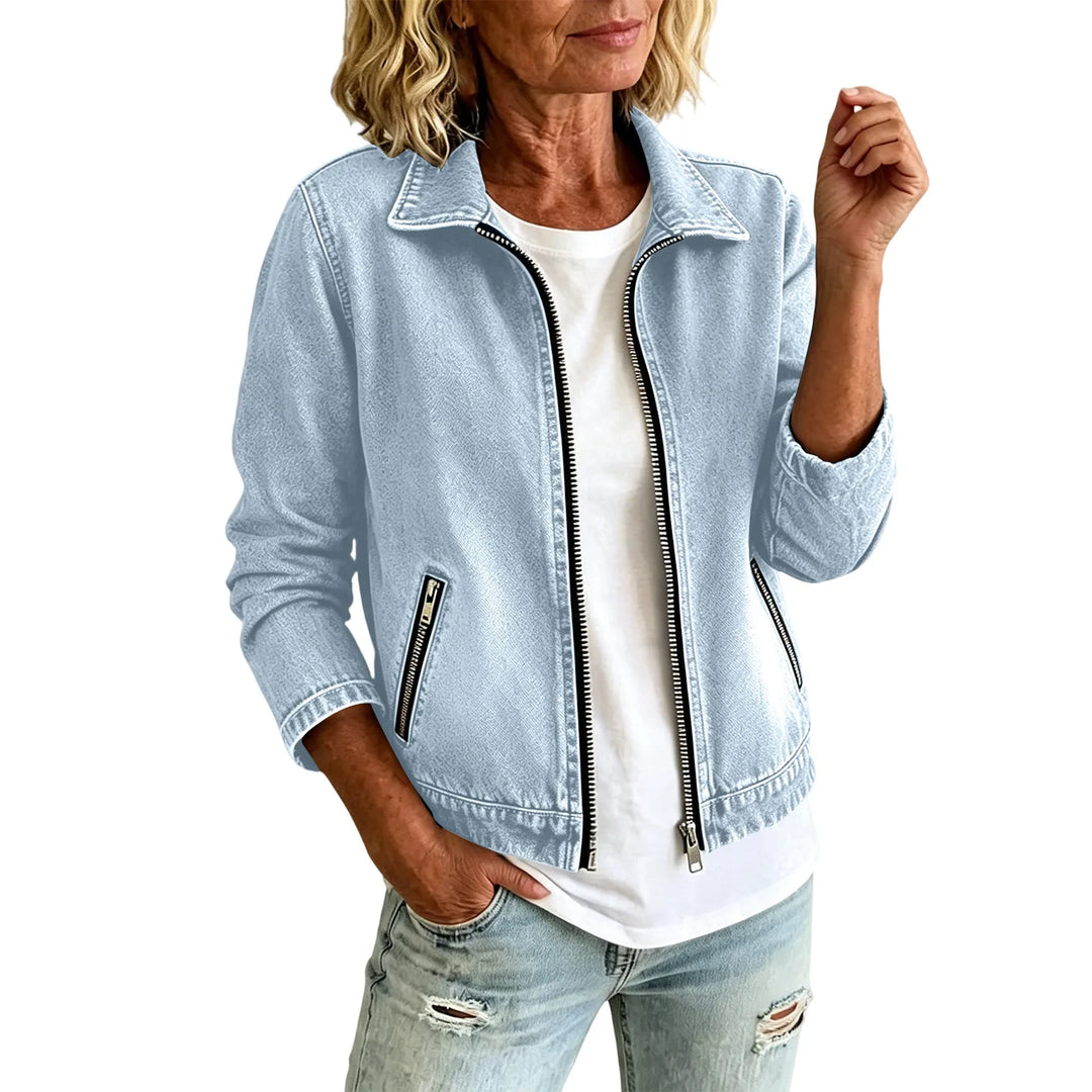 Isolene Zip Front Denim Jacket