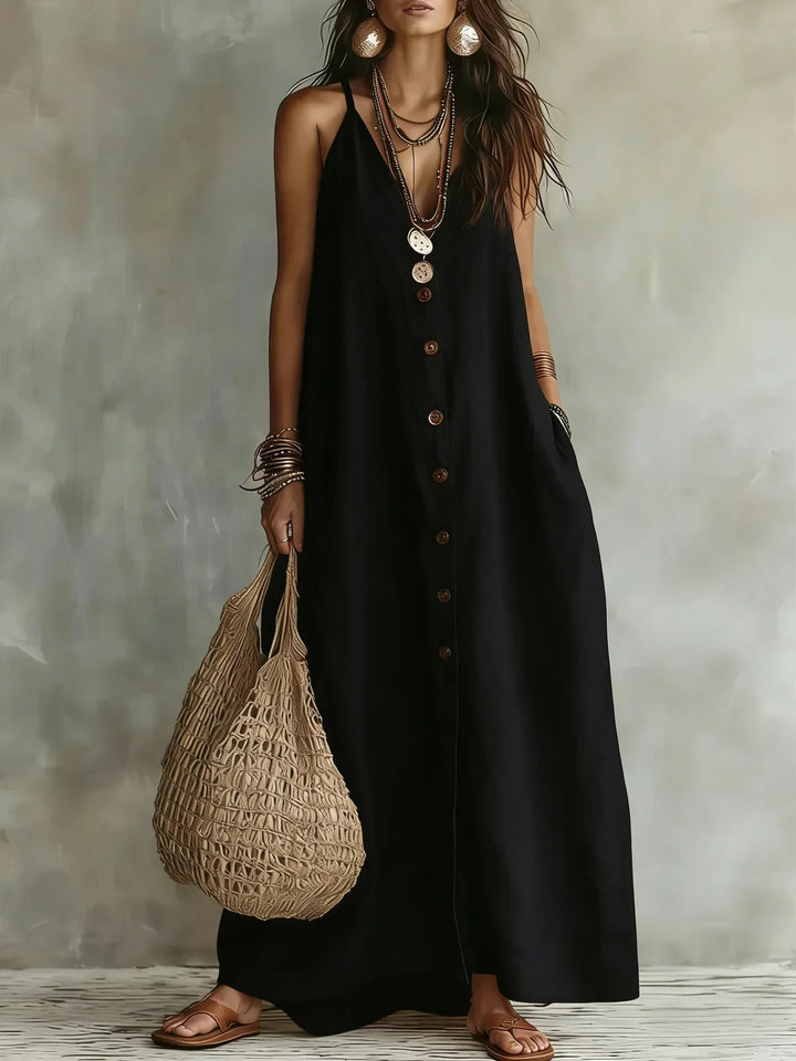 Briallen Breathable Sleeveless Linen Maxi Dress