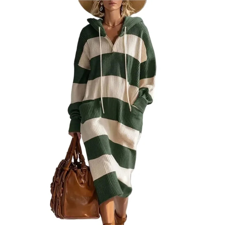 Faye Striped Knit Hooded Dress