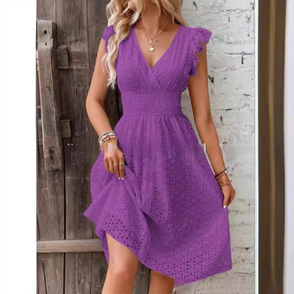ElinaFlutter Sleeve Midi Dress
