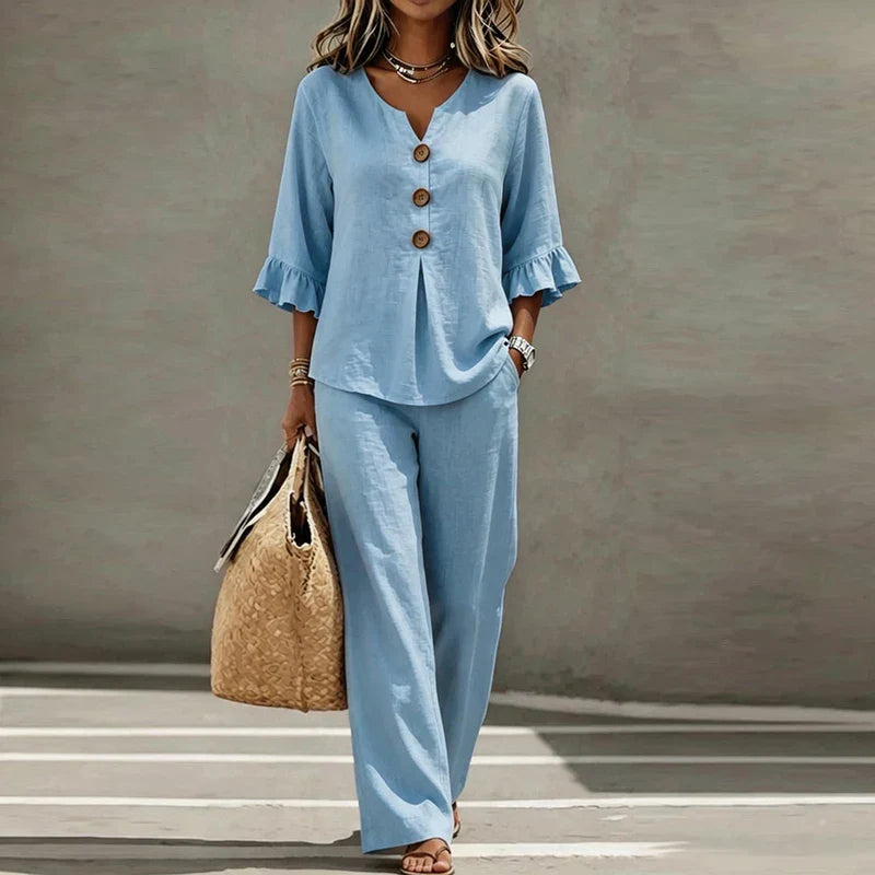 Maria Ruffle Sleeve Top and Pants Set