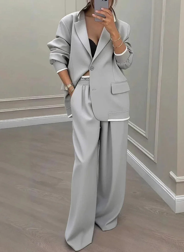 Coralline Contrast Trim Pant Suit