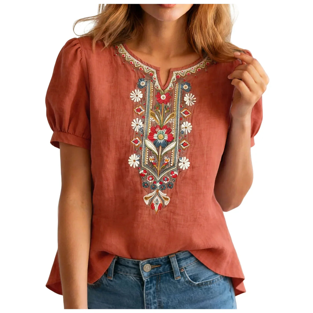 Annabelle Embroidered Linen Blouse