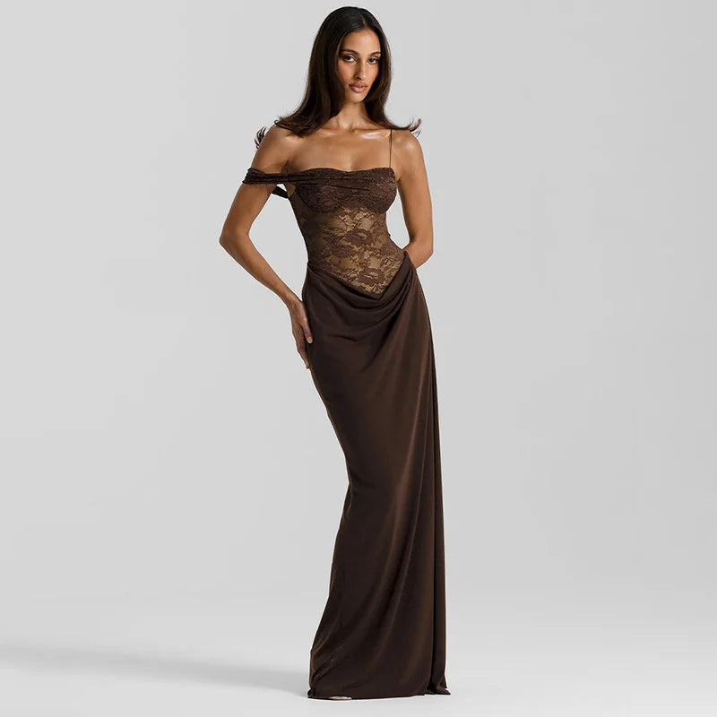 Natalia Lace Evening Gown Maxi Dress