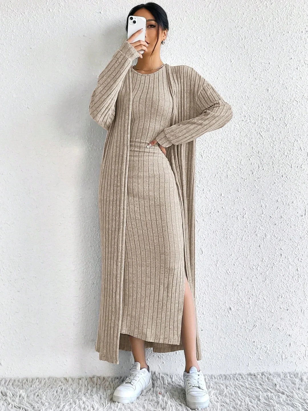 Sabrielle Ribbed Sheath Dress Set