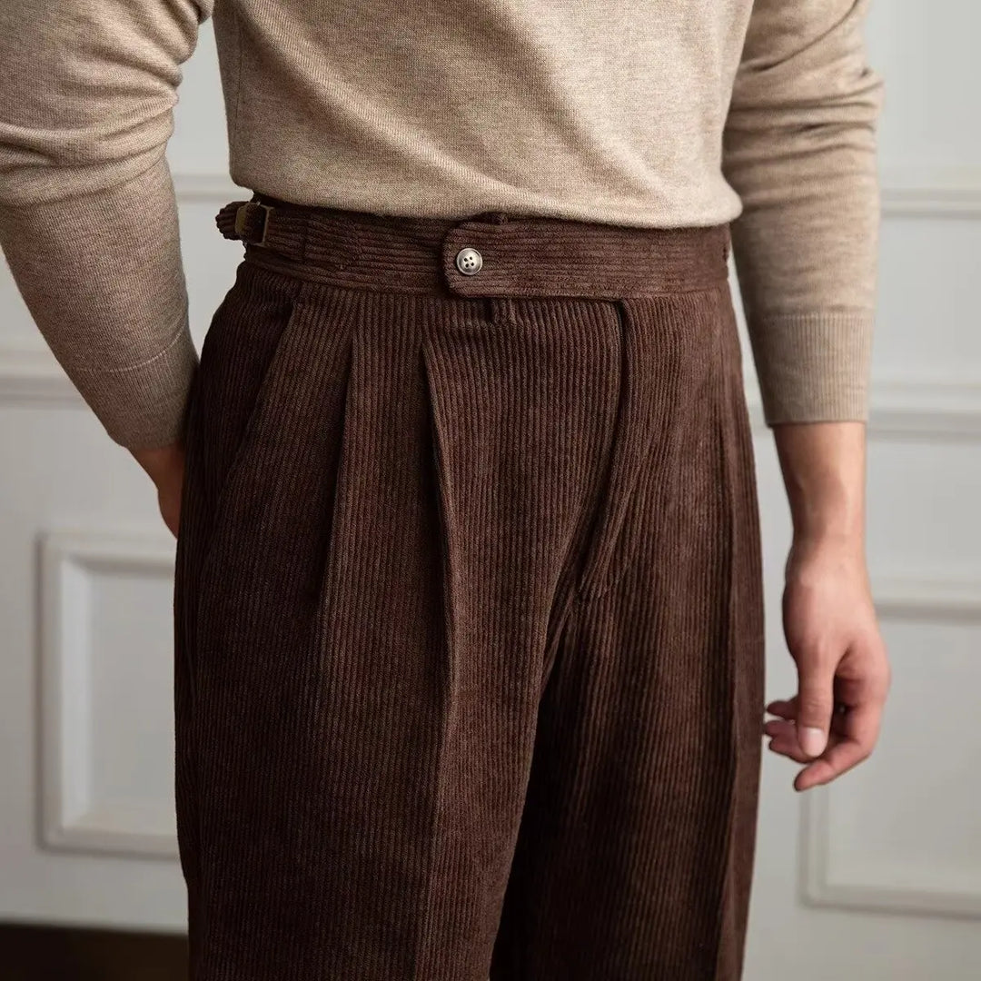 Nathaniel Pleated Corduroy Trousers