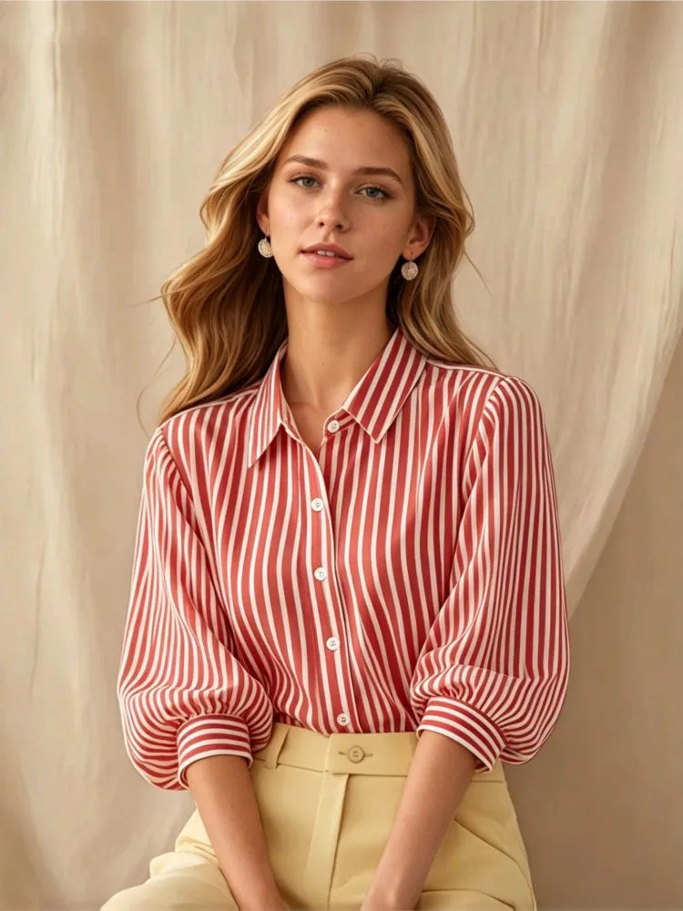 Savannah Striped Puff Sleeve Shirt