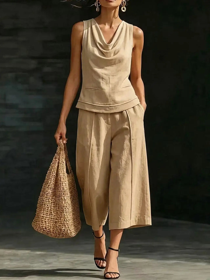 Loriana Relaxed Cowl Neck Trouser Set