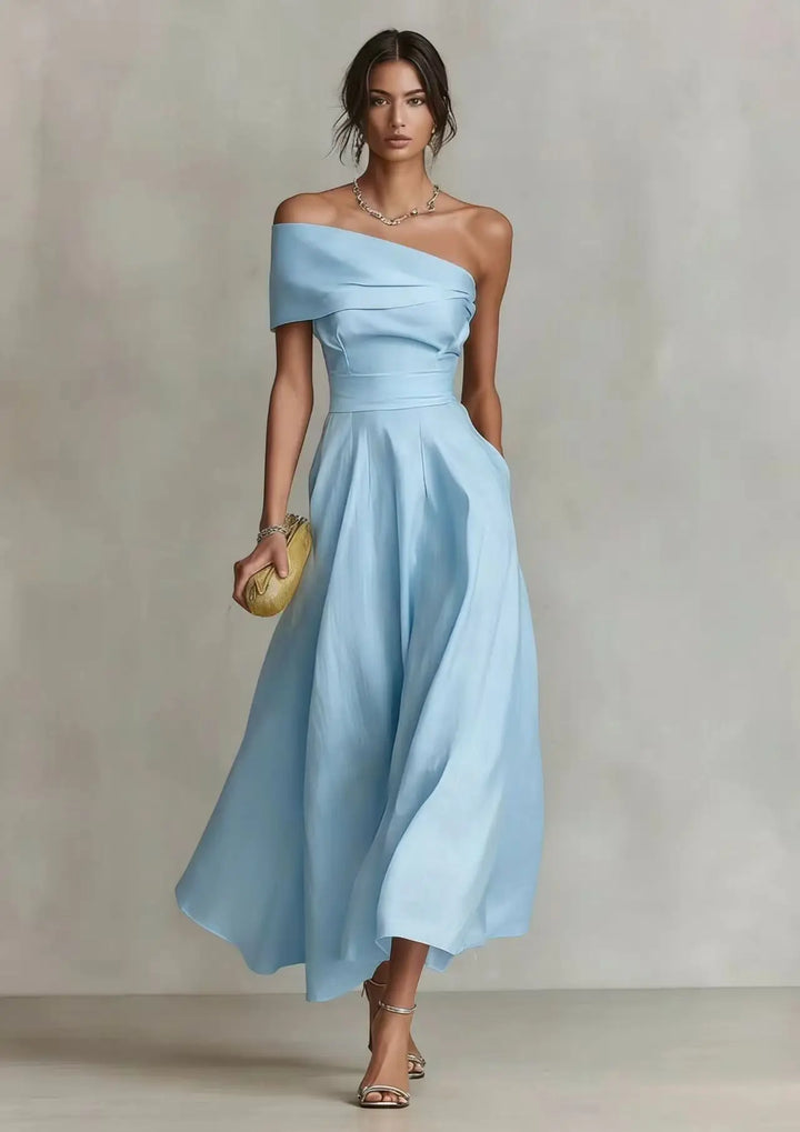Estella One Shoulder Maxi Wedding Guest Dress