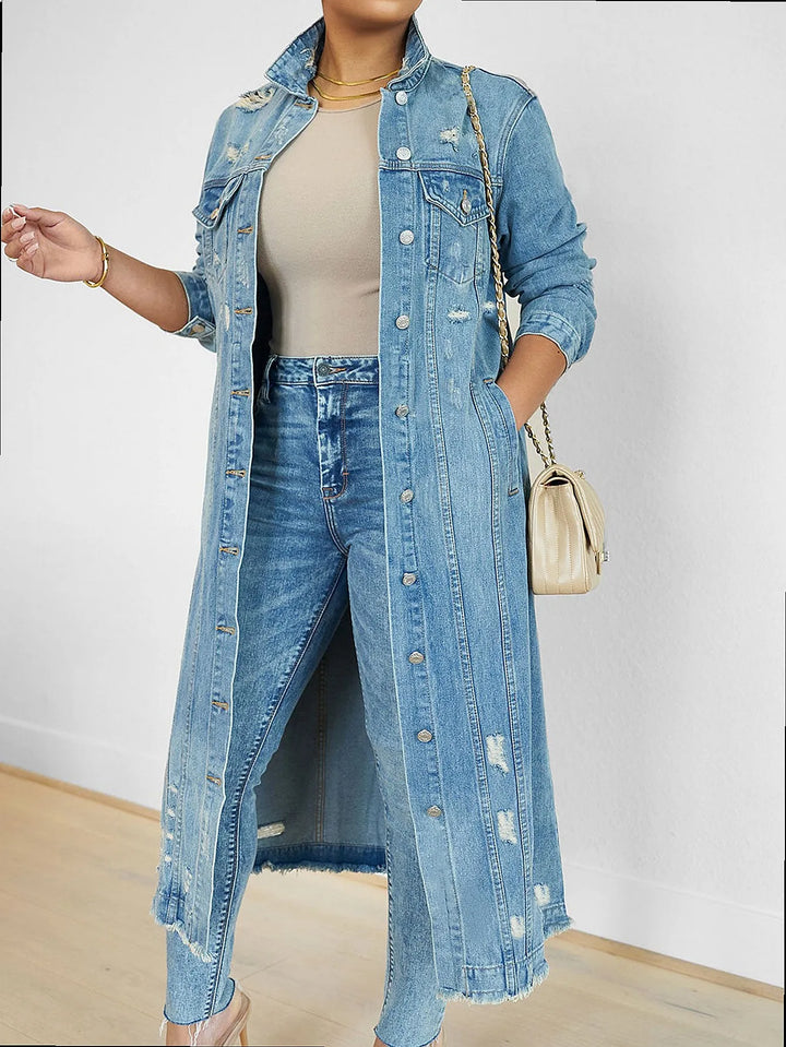 Palma Distressed Denim Trench