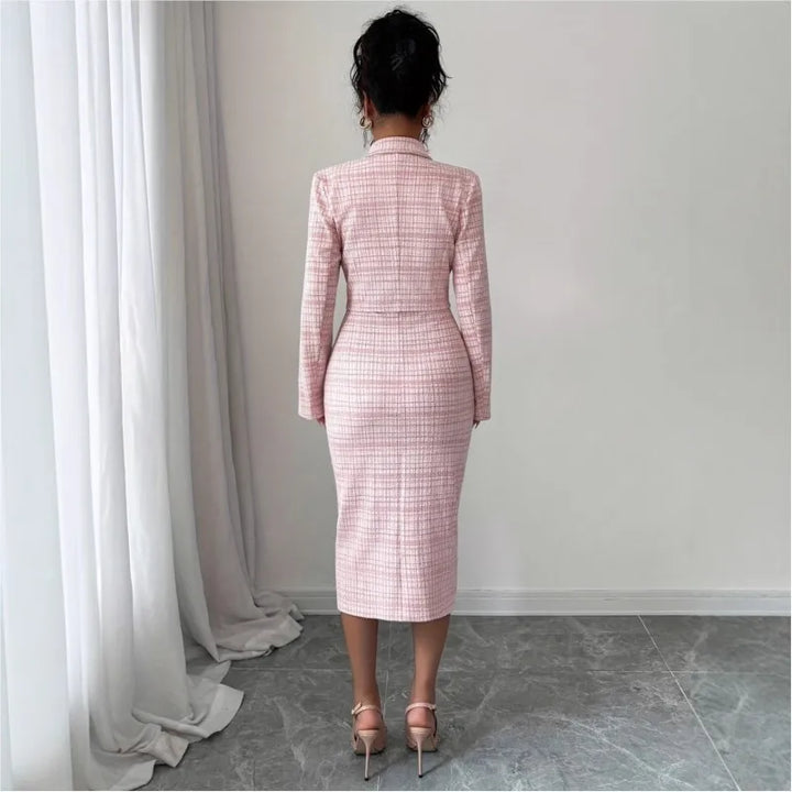 Fenna Pearl Button Sheath Dress Set