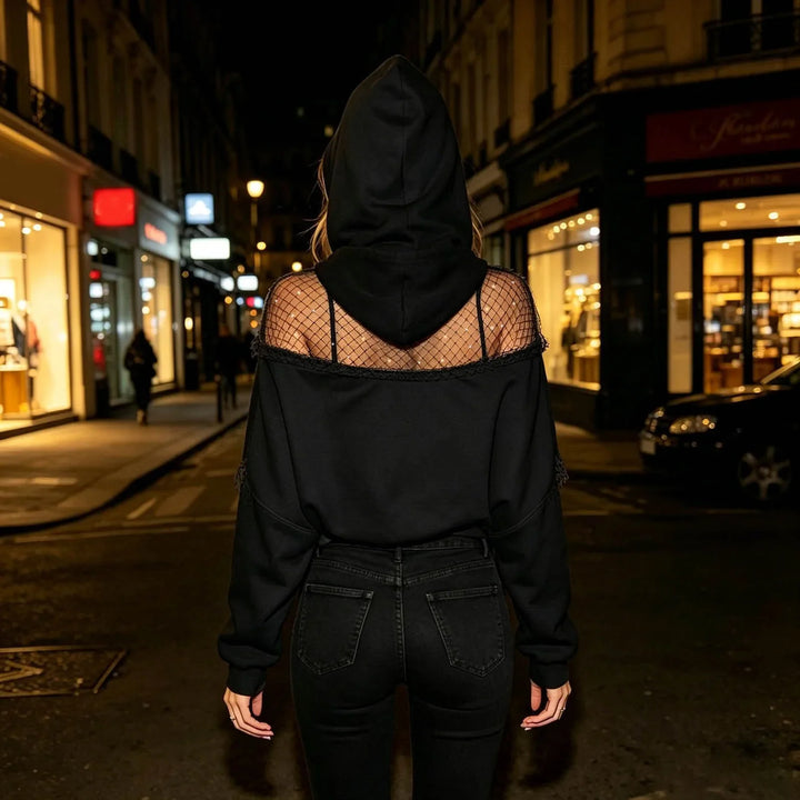 Harlan Fishnet Panel Hoodie