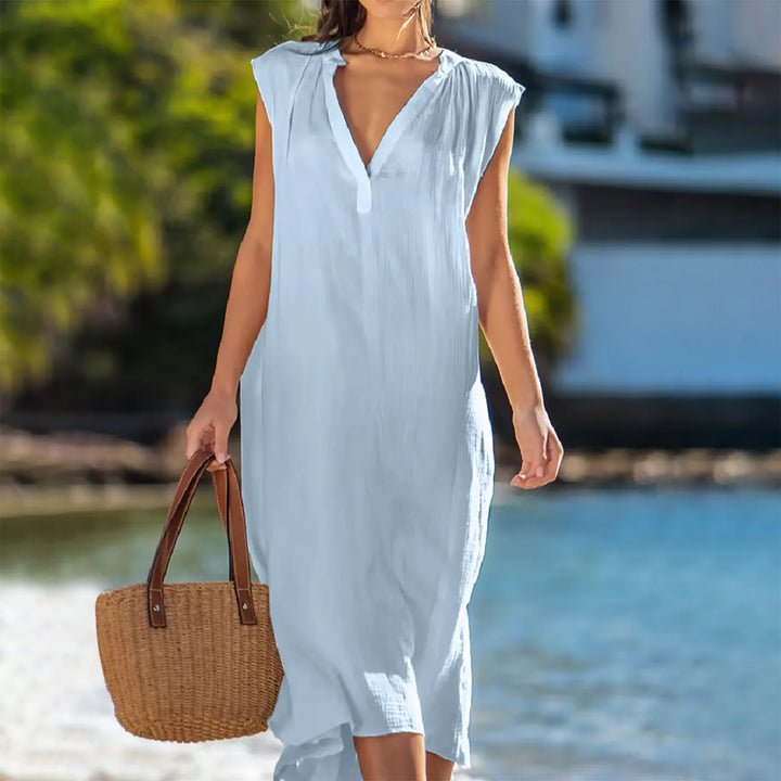 Phoebe Relaxed V Neck Midi Dress