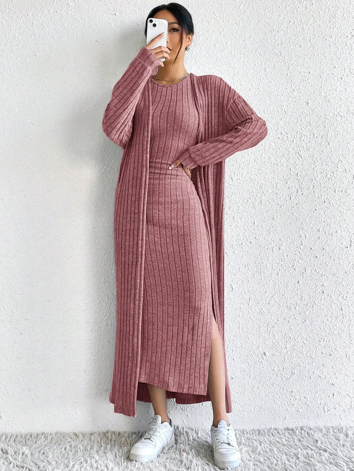 Sabrielle Ribbed Sheath Dress Set