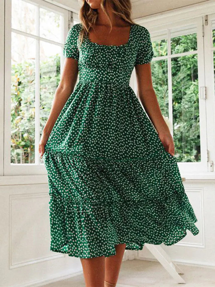 Aleena Floral Puff Sleeve Midi Dress