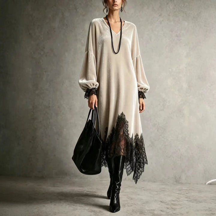 Marguerite Velvet V Neck Dress