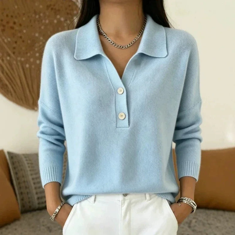 Elowen Button Placket Polo Sweater
