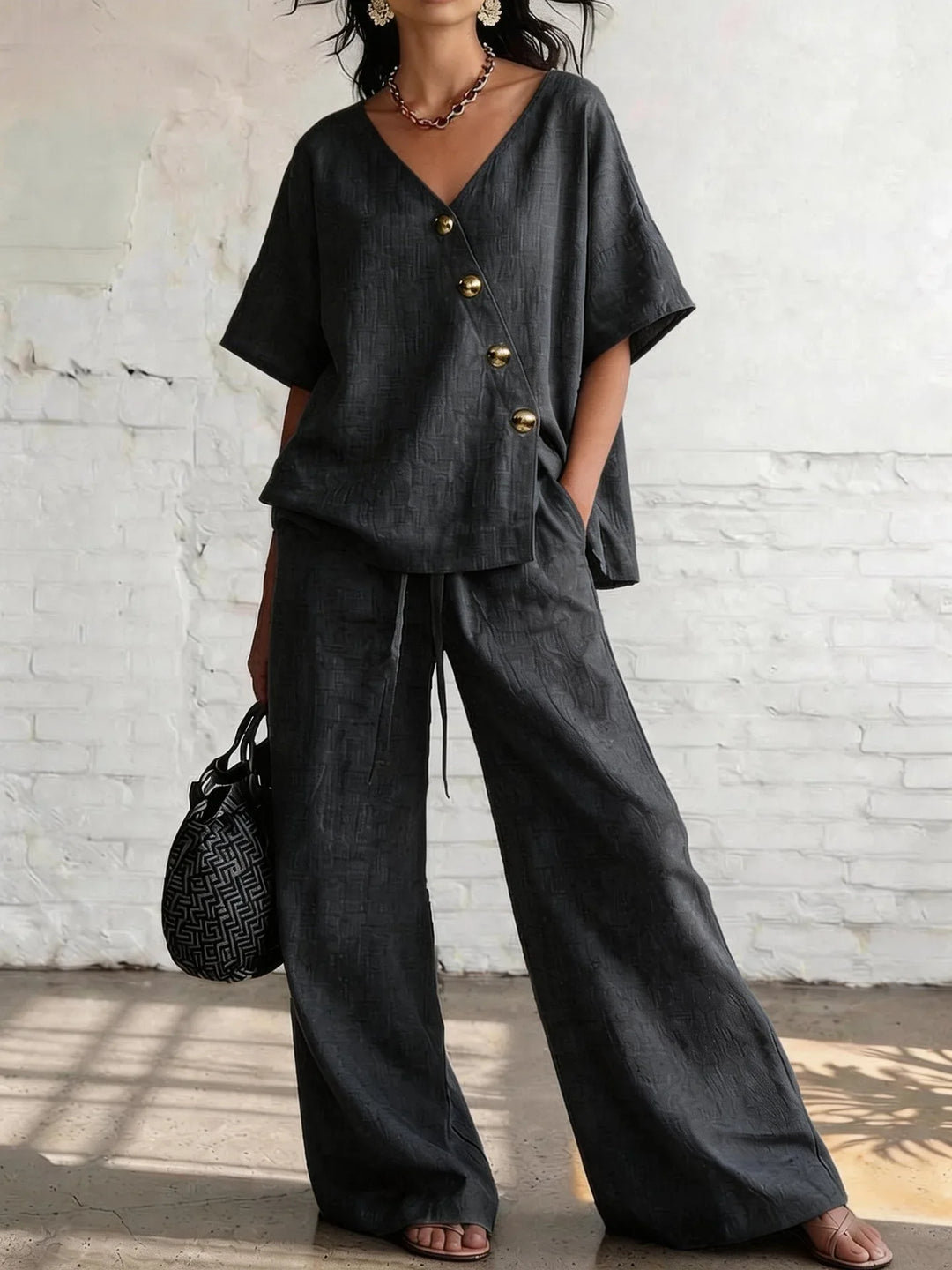 Geneva Relaxed Wide Leg Trouser Set