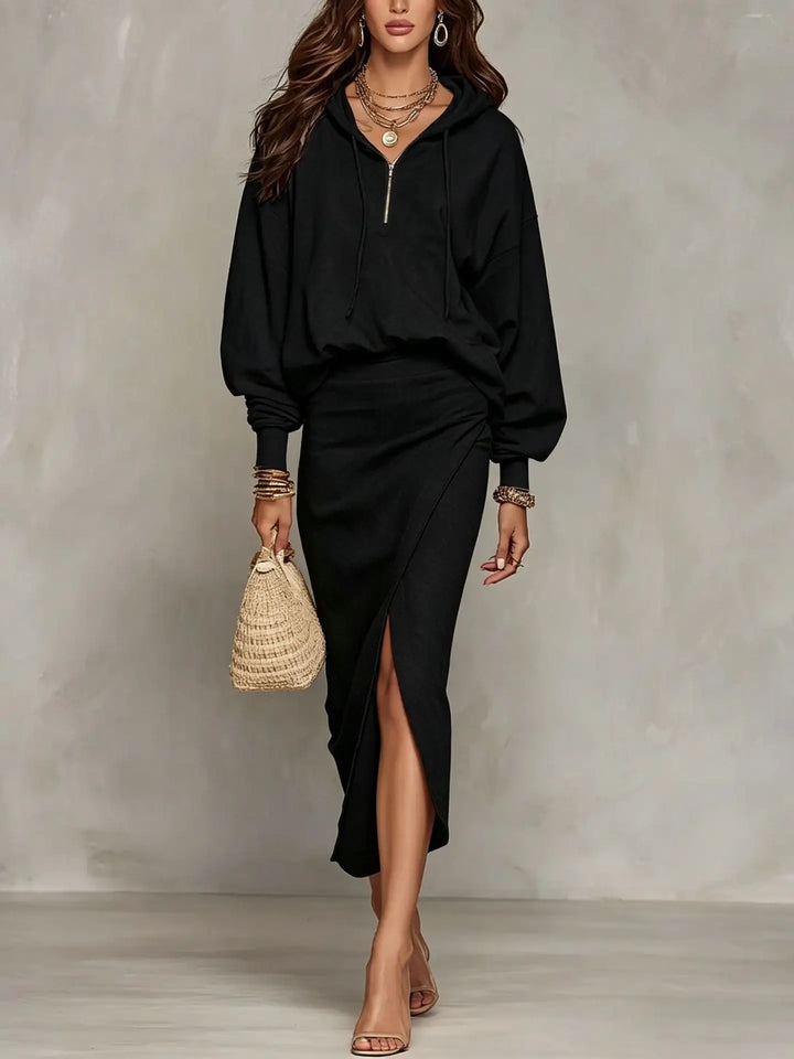 Marbel Asymmetric Wrap Skirt Set