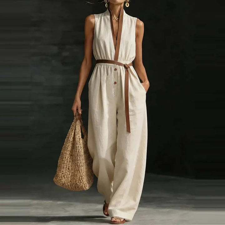 Calina V Neck Wide Leg Jumpsuit
