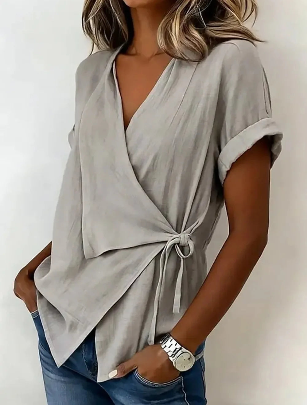 Estelle Asymmetrical Wrap Blouse