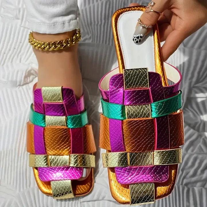 Zaffira Woven Mosaic Flat Sandals