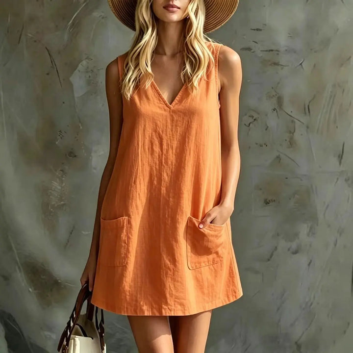 Valeska Linen Pocket Mini Dress